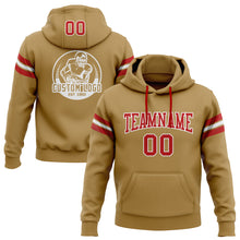 Load image into Gallery viewer, Custom Stitched Old Gold Red-White Football Pullover Sweatshirt Hoodie
