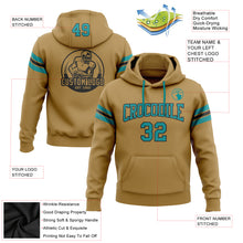 Load image into Gallery viewer, Custom Stitched Old Gold Teal-Black Football Pullover Sweatshirt Hoodie
