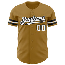 Load image into Gallery viewer, Custom Old Gold White-Black Authentic Baseball Jersey
