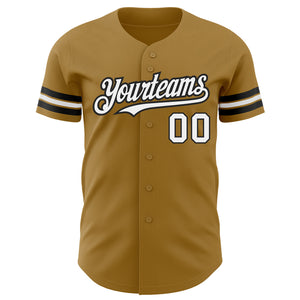Custom Old Gold White-Black Authentic Baseball Jersey