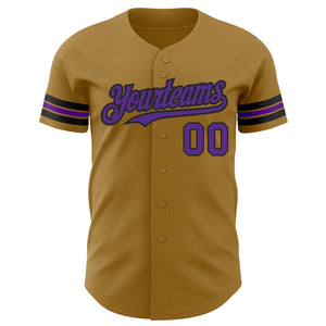 Custom Old Gold Purple-Black Authentic Baseball Jersey