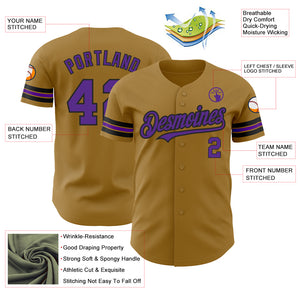 Custom Old Gold Purple-Black Authentic Baseball Jersey