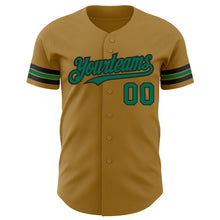 Load image into Gallery viewer, Custom Old Gold Kelly Green-Black Authentic Baseball Jersey
