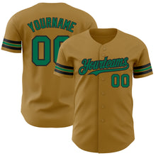 Load image into Gallery viewer, Custom Old Gold Kelly Green-Black Authentic Baseball Jersey
