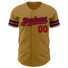 Load image into Gallery viewer, Custom Old Gold Red-Navy Authentic Baseball Jersey
