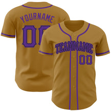 Load image into Gallery viewer, Custom Old Gold Purple-Black Authentic Baseball Jersey

