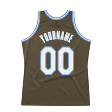 Load image into Gallery viewer, Custom Olive White-Light Blue Authentic Throwback Salute To Service Basketball Jersey
