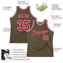 Load image into Gallery viewer, Custom Olive Red-White Authentic Throwback Salute To Service Basketball Jersey
