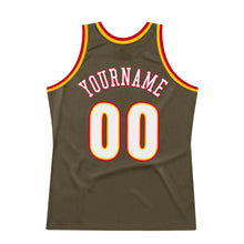 Load image into Gallery viewer, Custom Olive White-Red Authentic Throwback Salute To Service Basketball Jersey

