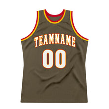 Load image into Gallery viewer, Custom Olive White-Red Authentic Throwback Salute To Service Basketball Jersey

