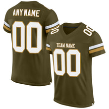 Load image into Gallery viewer, Custom Olive White-Old Gold Mesh Authentic Salute To Service Football Jersey

