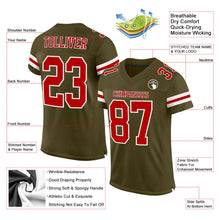 Load image into Gallery viewer, Custom Olive Red-White Mesh Authentic Salute To Service Football Jersey
