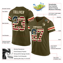 Load image into Gallery viewer, Custom Olive Vintage USA Flag-Cream Mesh Authentic Salute To Service Football Jersey
