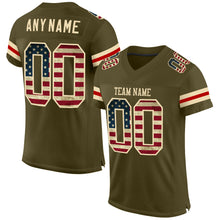Load image into Gallery viewer, Custom Olive Vintage USA Flag-Cream Mesh Authentic Salute To Service Football Jersey
