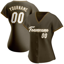 Load image into Gallery viewer, Custom Olive White-Old Gold Authentic Salute To Service Baseball Jersey
