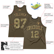 Load image into Gallery viewer, Custom Olive Camo-Old Gold Authentic Throwback Salute To Service  Basketball Jersey
