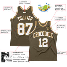 Load image into Gallery viewer, Custom Olive White-Old Gold Authentic Throwback Salute To Service  Basketball Jersey
