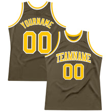 Load image into Gallery viewer, Custom Olive Gold-White Authentic Throwback Salute To Service  Basketball Jersey
