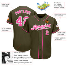 Load image into Gallery viewer, Custom Olive Pink-White Authentic Salute To Service Baseball Jersey
