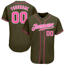 Load image into Gallery viewer, Custom Olive Pink-White Authentic Salute To Service Baseball Jersey
