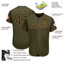 Load image into Gallery viewer, Custom Olive Black-Old Gold Authentic Salute To Service Baseball Jersey
