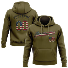 Load image into Gallery viewer, Custom Stitched Olive Vintage USA Flag-Black Sports Pullover Sweatshirt Salute To Service Hoodie
