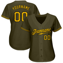 Load image into Gallery viewer, Custom Olive Gold-Black Authentic Salute To Service Baseball Jersey
