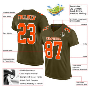 Custom Olive Orange-White Mesh Authentic Salute To Service Football Jersey