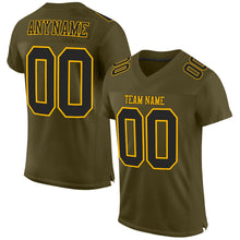 Load image into Gallery viewer, Custom Olive Black-Gold Mesh Authentic Salute To Service Football Jersey
