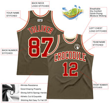 Load image into Gallery viewer, Custom Olive Red-Cream Authentic Throwback Salute To Service Basketball Jersey
