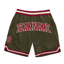 Load image into Gallery viewer, Custom Olive Maroon-Cream Authentic Throwback Salute To Service Basketball Shorts
