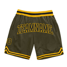 Load image into Gallery viewer, Custom Olive Black-Gold Authentic Throwback Salute To Service Basketball Shorts
