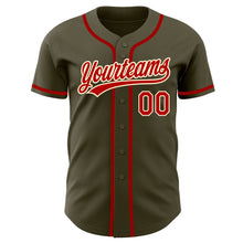Load image into Gallery viewer, Custom Olive Red-Cream Authentic Salute To Service Baseball Jersey

