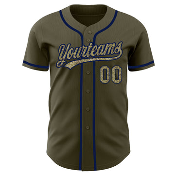 Custom Olive Camo-Navy Authentic Salute To Service Baseball Jersey