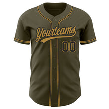 Load image into Gallery viewer, Custom Olive Black-Old Gold Authentic Salute To Service Baseball Jersey
