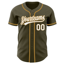 Load image into Gallery viewer, Custom Olive White-Old Gold Authentic Salute To Service Baseball Jersey
