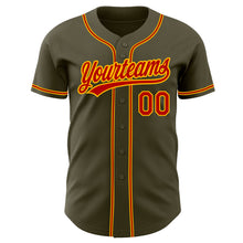 Load image into Gallery viewer, Custom Olive Red-Gold Authentic Salute To Service Baseball Jersey
