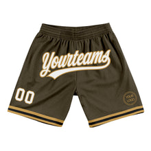 Load image into Gallery viewer, Custom Olive White Old Gold-Black Authentic Throwback Salute To Service Basketball Shorts
