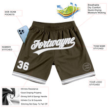 Load image into Gallery viewer, Custom Olive White-Gray Authentic Throwback Salute To Service Basketball Shorts
