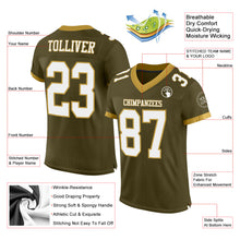 Load image into Gallery viewer, Custom Olive White-Old Gold Mesh Authentic Salute To Service Football Jersey
