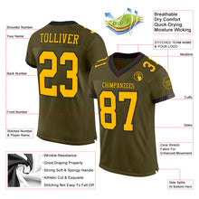 Load image into Gallery viewer, Custom Olive Gold-Black Mesh Authentic Salute To Service Football Jersey
