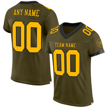 Load image into Gallery viewer, Custom Olive Gold-Black Mesh Authentic Salute To Service Football Jersey
