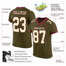 Load image into Gallery viewer, Custom Olive Cream-Burgundy Mesh Authentic Salute To Service Football Jersey
