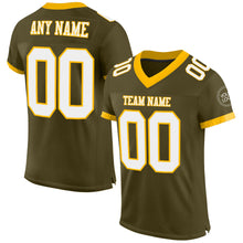 Load image into Gallery viewer, Custom Olive White-Gold Mesh Authentic Salute To Service Football Jersey
