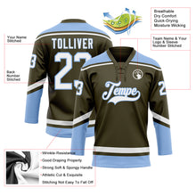 Load image into Gallery viewer, Custom Olive White-Light Blue Salute To Service Hockey Lace Neck Jersey
