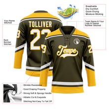 Load image into Gallery viewer, Custom Olive White-Gold Salute To Service Hockey Lace Neck Jersey
