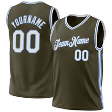 Load image into Gallery viewer, Custom Olive White-Light Blue Authentic Throwback Salute To Service Basketball Jersey
