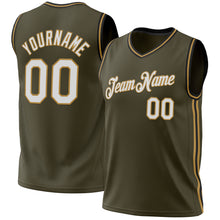 Load image into Gallery viewer, Custom Olive Old Gold-Black Authentic Throwback Salute To Service Basketball Jersey
