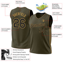 Load image into Gallery viewer, Custom Olive Black-Old Gold Authentic Throwback Salute To Service Basketball Jersey
