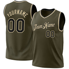 Load image into Gallery viewer, Custom Olive Black-Cream Authentic Throwback Salute To Service Basketball Jersey
